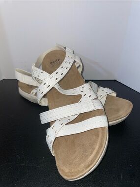 Earth Origins White Perforated Strappy Women's Sandals